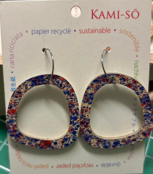 Multicoloured rounded square hoops - Red, Cream and Blue Mosaic
