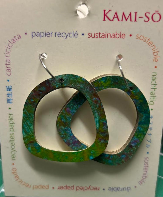 Multicoloured rounded square hoops - Rainforest Green
