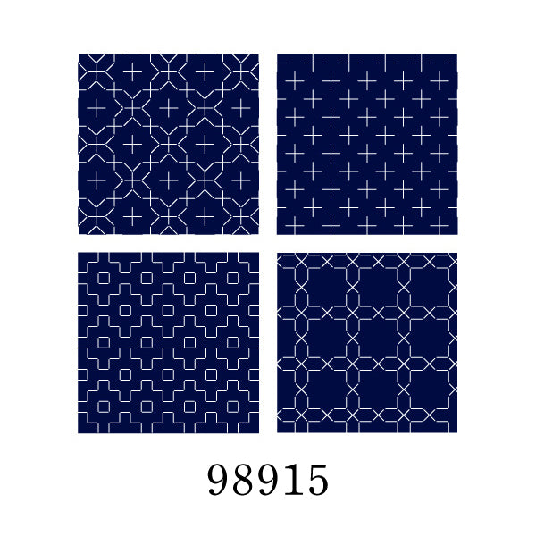 Cosmo Hidamari Sashiko - Four coaster collection - No. 98915 - Navy blue.