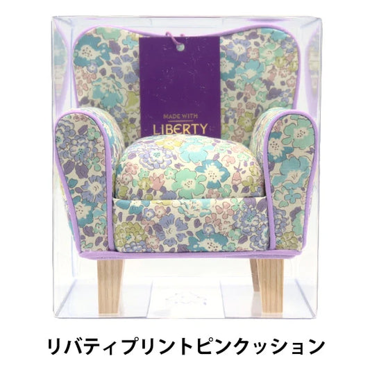 Liberty Fabric Chair Pin Cushion - Aqua, Pink and Purple Flowers