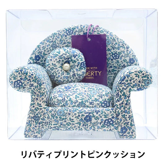 Liberty Fabric Chair Pin Cushion - Tiny Teal, Blue and Purple Flowers