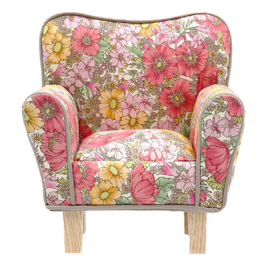 Liberty Fabric Chair Pin Cushion - Rose Pink and Yellow Flowers