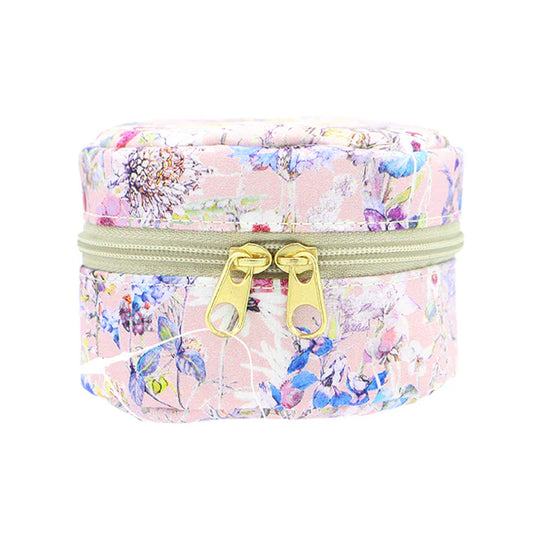 Liberty Print Small Round Pouch - Pink Floral
