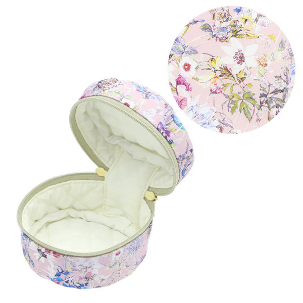 Liberty Print Small Round Pouch - Pink Floral