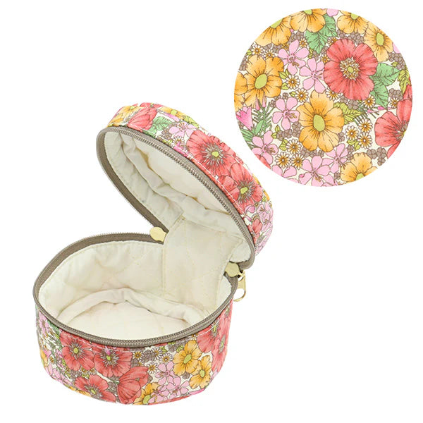 Liberty Print Small Round Pouch - Yellow, Pinks and Green Floral