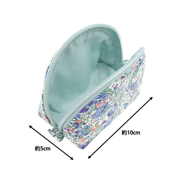 Liberty Print Small Shell Pouch - Apricot, Blue and Green Floral