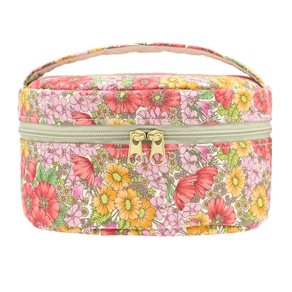 Liberty Oval Vanity Case - Pink and Yellow Floral