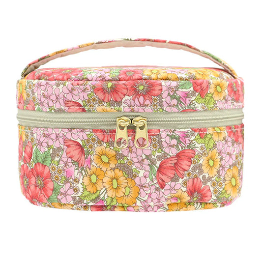 Liberty Oval Vanity Case - Pink and Yellow Floral
