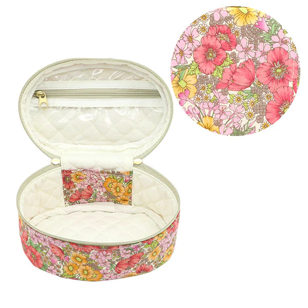 Liberty Oval Vanity Case - Pink and Yellow Floral