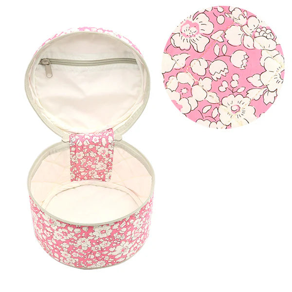 Liberty Quilted Fabric Vanity Case - Pink and White Floral