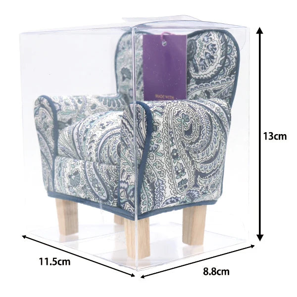 Liberty Fabric Chair Pin Cushion - Tiny Blue, Green and Yellow Flowers