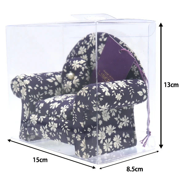 Liberty Fabric Chair Pin Cushion - Tiny Teal, Blue and Purple Flowers