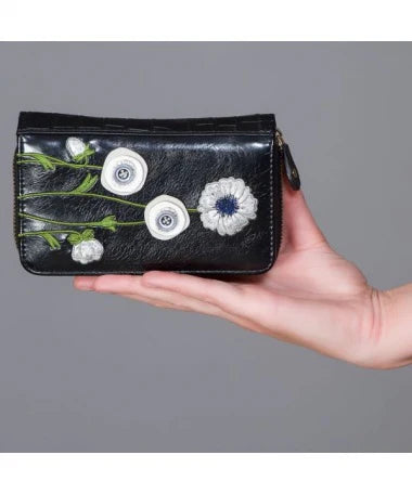 Vendula White Poppy Flap Front Wallet