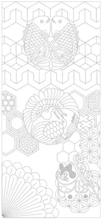 Cosmo Celebratory Sashiko Fabric - Kotobuki Pattern.