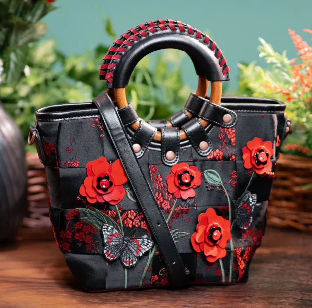 Vendula Woven Butterfly Garden Mini Lea Bag