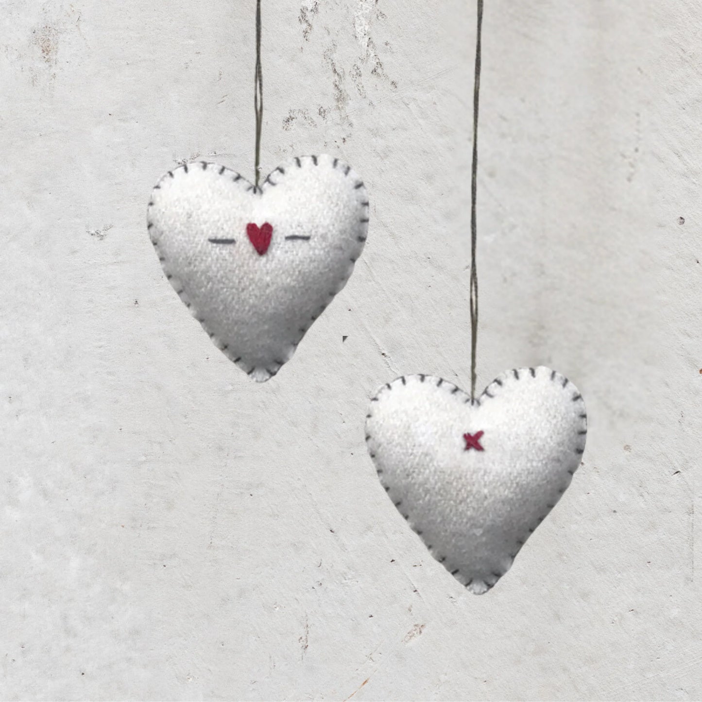 Cream Felt Embroidered Heart