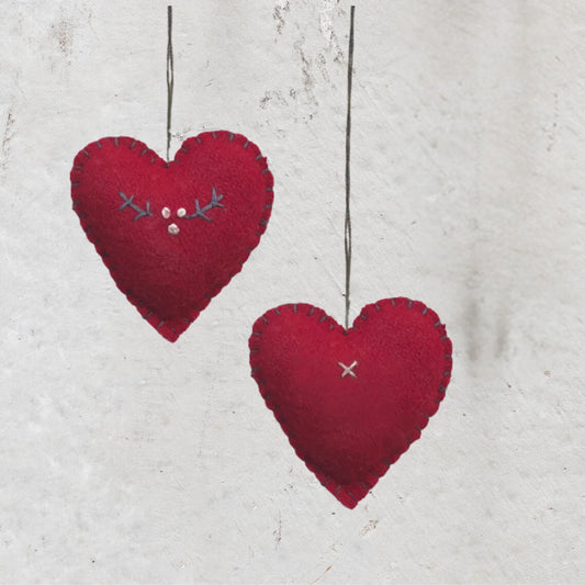 Red Felt Embroidered Heart