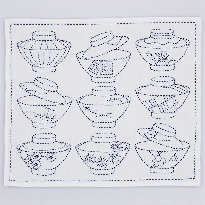 Hana Fukin Sashiko Sampler – Utsuwa (Lidded pots)