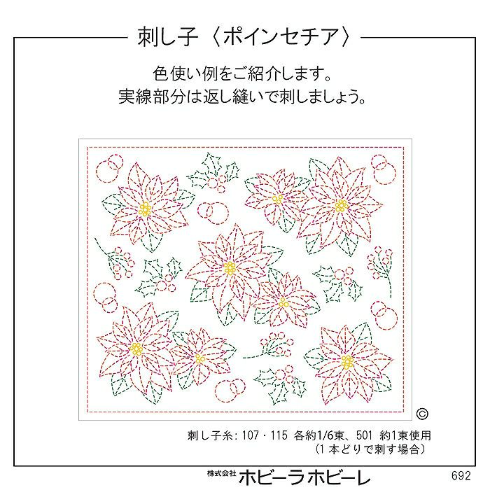 Hana Fukin Sashiko Sampler - Poinsettia