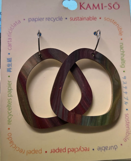 Multicoloured rounded square hoops - Purple into Green Fade