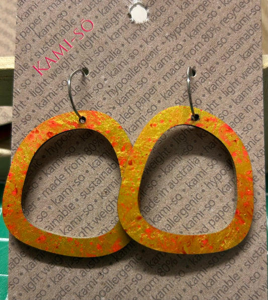 Multicoloured rounded square hoops - Orange, Red and Gold