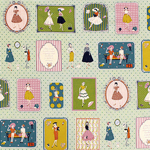 1950s Couture Panel - Teal Green Background.