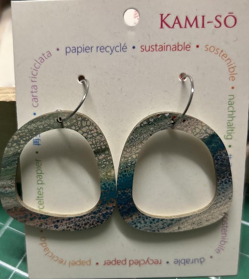 Multicoloured rounded square hoops - Seafoam