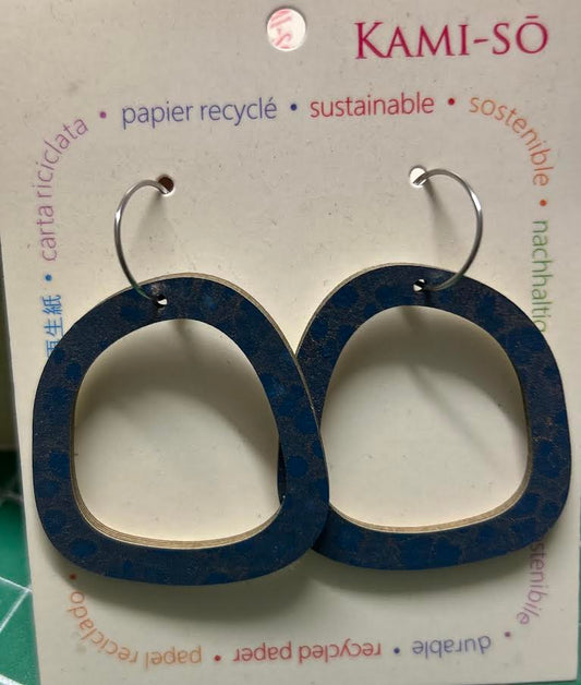 Multicoloured rounded square hoops - Navy Blue and Gold