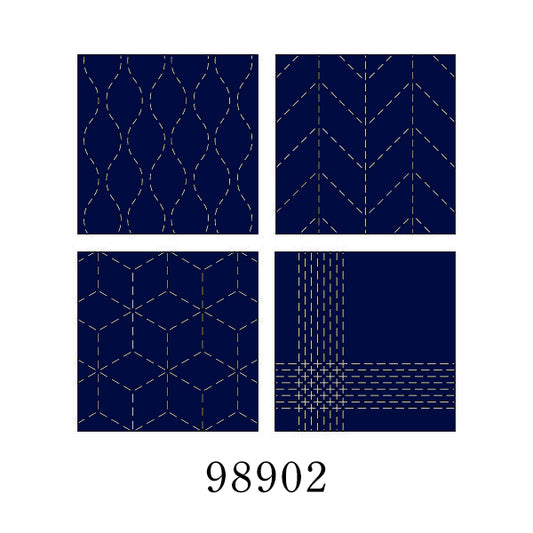 Cosmo Hidamari Sashiko - Four coaster collection - No. 98902 - Navy blue.