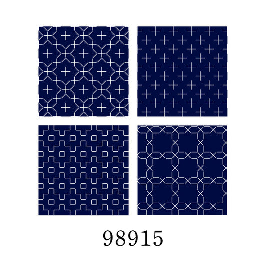 Cosmo Hidamari Sashiko - Four coaster collection - No. 98915 - Navy blue.