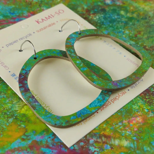 Multicoloured rounded square hoops - Monet's Pond