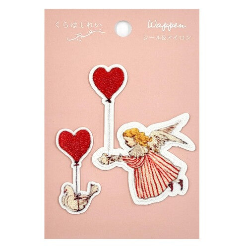 Kurahashi Rei Fabric Emblems - 'Girl with Dove and Balloons'