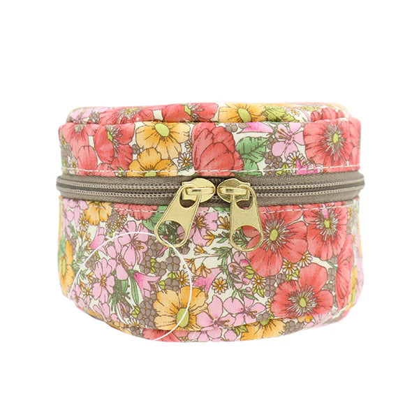 Liberty Print Small Round Pouch - Yellow, Pinks and Green Floral