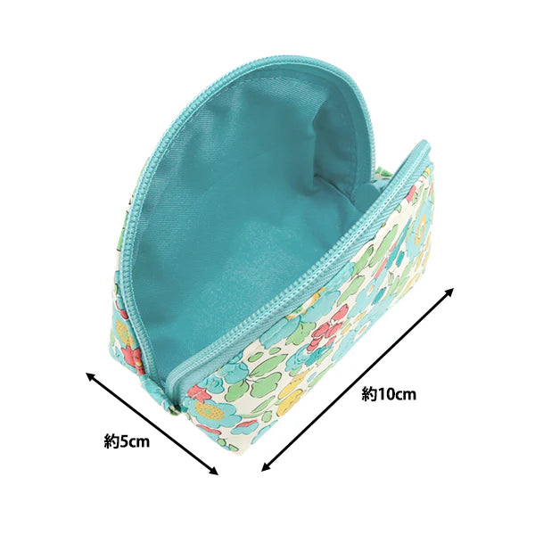 Liberty Print Small Shell Pouch - Aqua, Teal and Pink Floral