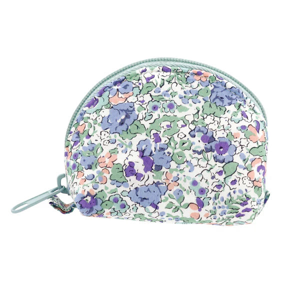 Liberty Print Small Shell Pouch - Apricot, Blue and Green Floral