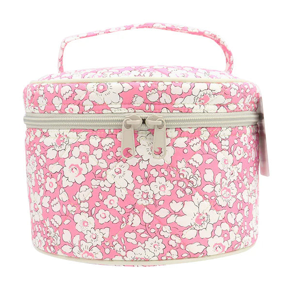 Liberty Quilted Fabric Vanity Case - Pink and White Floral