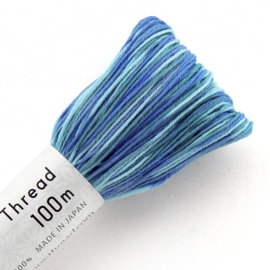 Olympus Sashiko Thread - Variegated Bright Blue, Aqua and Teal #191