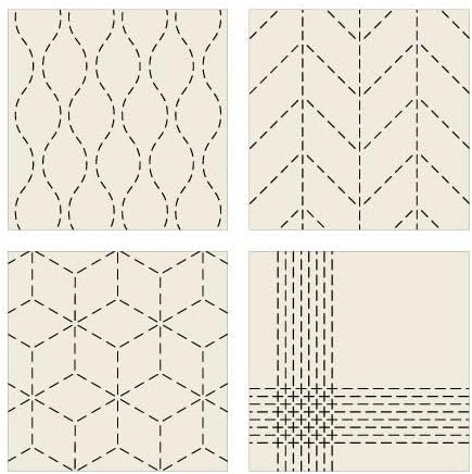 Cosmo Hidamari Sashiko - Four coaster collection - No. 98912 Oatmeal