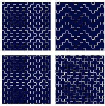 Cosmo Hidamari Sashiko - Four coaster collection - No. 98913 Navy Blue.
