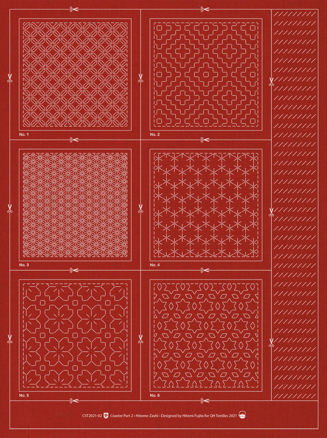 Brick Red Sashiko Coaster Collection - Part 2