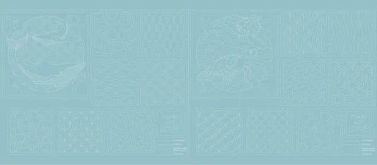 Devonstone Sashiko Panel : Ocean Life in Blue