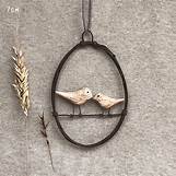 Metal Wire Oval – Pair of Birds