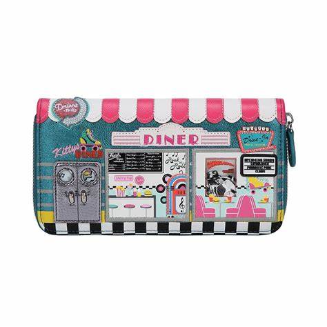 ‘Kitty’s Diner’ Large Zip Around Wallet