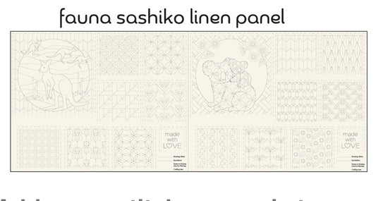 Devonstone Sashiko Panel: Fauna Stitchery Panel in Oatmeal