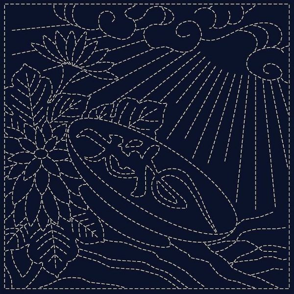 Sashiko Cloth Indigo - Chrysanthemum