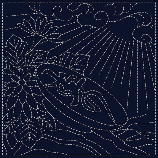 Sashiko Cloth Indigo - Chrysanthemum