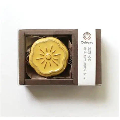 Awaji Kawara magnetic Needle Rest with Needle Polisher - Yellow