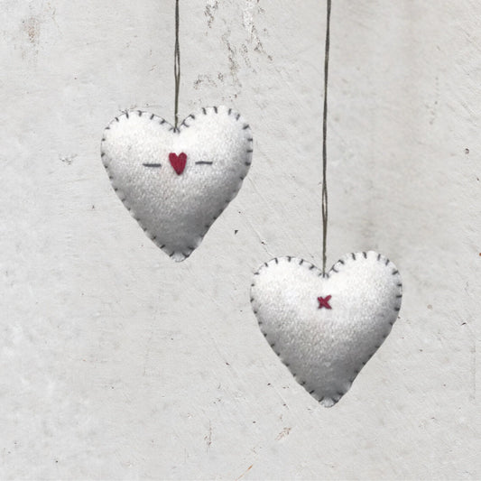 Cream Felt Embroidered Heart