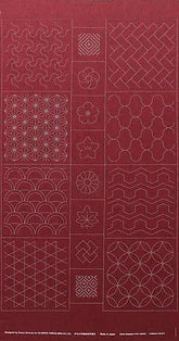 Bebe Bold Sashiko Panel A Geometric - Red Fabric