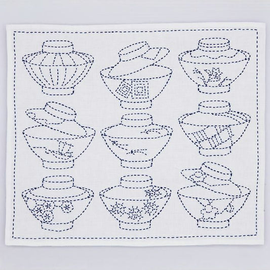 Hana Fukin Sashiko Sampler – Utsuwa (Lidded pots)